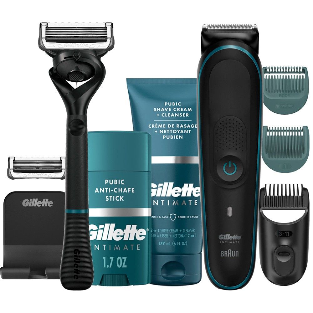 pubic razor on a wall-mounted shower stand
