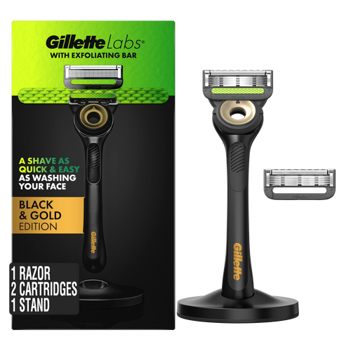 GilletteLabs Exfoliating Bar Razor Black and Gold Edition (2 Count + Handle + Stand) GilletteLabs Exfoliating Bar Razor Black and Gold Edition (2 Count + Handle + Stand)